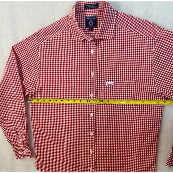 Facconable Mens Red Gingham Button Down Shirt Classic Quality Cotton Made in USA - Picture 10 of 11